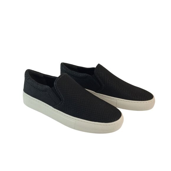 Via Spiga Sara2 Snake Embossed Sneakers Black Womens Sz 6.5 Slip On NEW - Picture 2 of 11